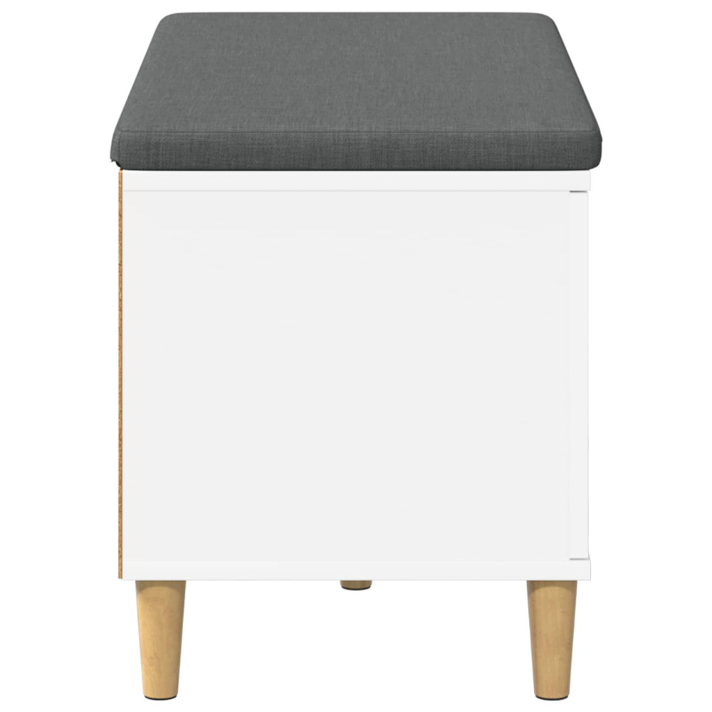 Produktbild för Hallbänk med kudde Vit 80 x 38 x 46 cm Konstruerat Trä och Tyg