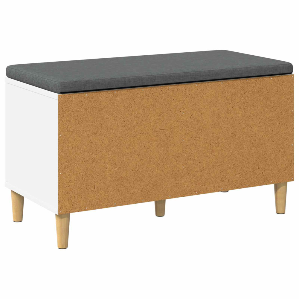 Produktbild för Hallbänk med kudde Vit 80 x 38 x 46 cm Konstruerat Trä och Tyg
