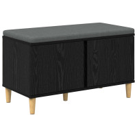 Produktbild för Hallbänk Svart Ek 80 x 38 x 46 cm Konstruerat Trä och Tyg