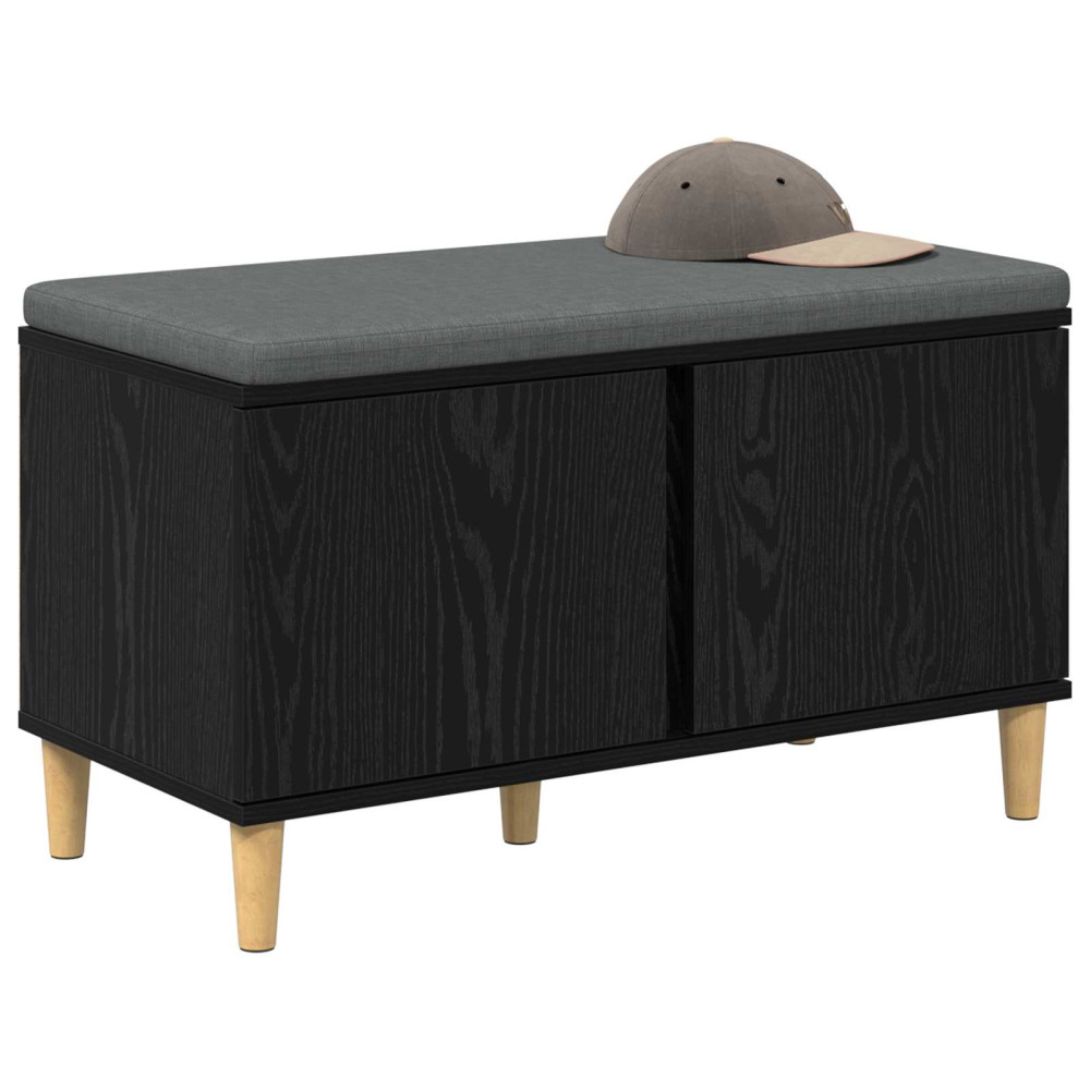 Produktbild för Hallbänk Svart Ek 80 x 38 x 46 cm Konstruerat Trä och Tyg