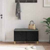 Produktbild för Hallbänk Svart Ek 80 x 38 x 46 cm Konstruerat Trä och Tyg