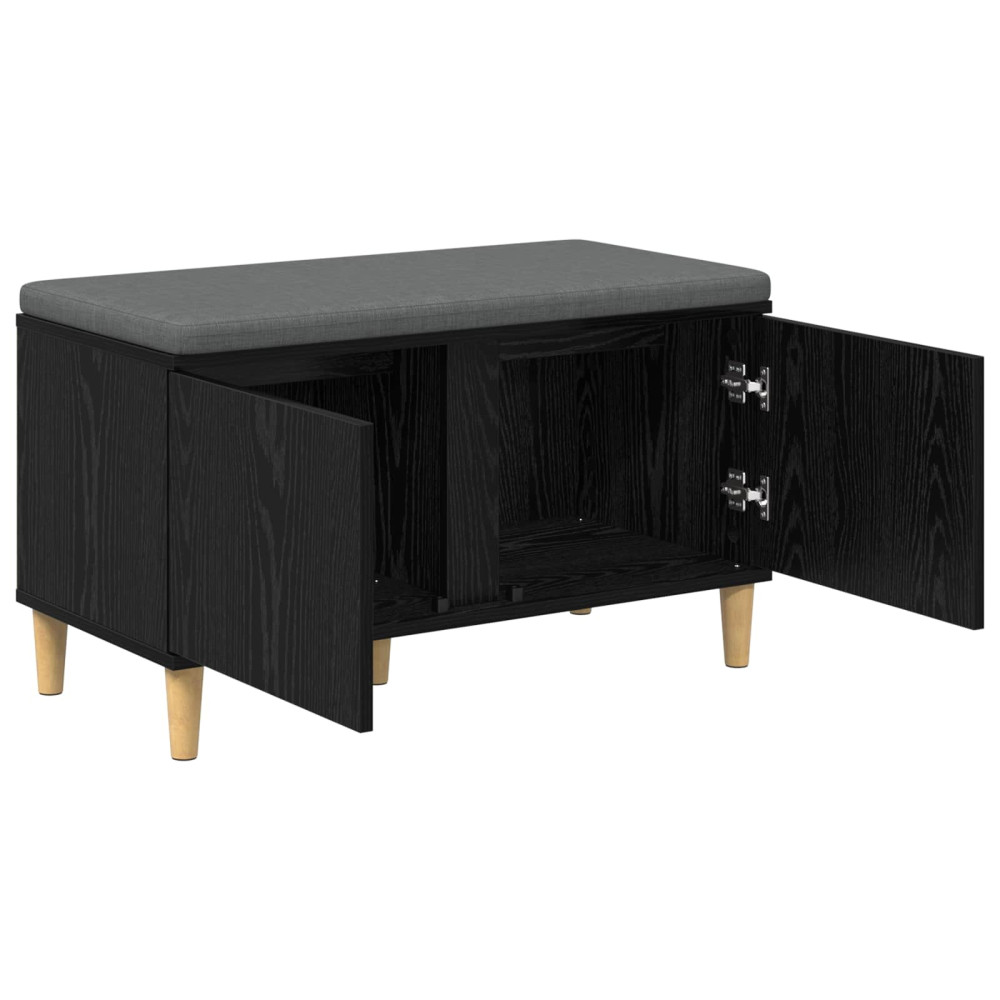 Produktbild för Hallbänk Svart Ek 80 x 38 x 46 cm Konstruerat Trä och Tyg