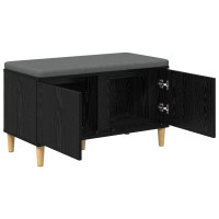 Produktbild för Hallbänk Svart Ek 80 x 38 x 46 cm Konstruerat Trä och Tyg