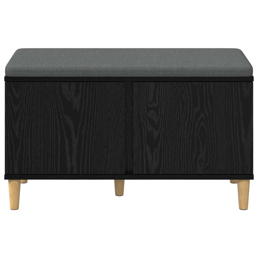 Produktbild för Hallbänk Svart Ek 80 x 38 x 46 cm Konstruerat Trä och Tyg