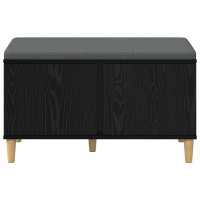 Produktbild för Hallbänk Svart Ek 80 x 38 x 46 cm Konstruerat Trä och Tyg