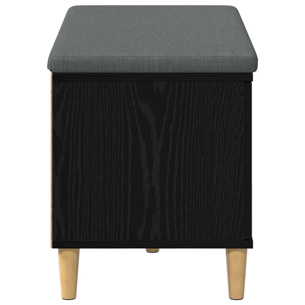 Produktbild för Hallbänk Svart Ek 80 x 38 x 46 cm Konstruerat Trä och Tyg