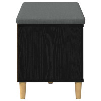 Produktbild för Hallbänk Svart Ek 80 x 38 x 46 cm Konstruerat Trä och Tyg