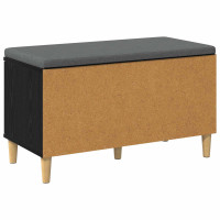Produktbild för Hallbänk Svart Ek 80 x 38 x 46 cm Konstruerat Trä och Tyg