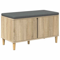 Produktbild för Hallbänk Sonoma-ek 80 x 38 x 46 cm Konstruerat Trä och Tyg
