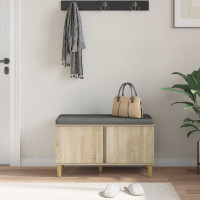 Produktbild för Hallbänk Sonoma-ek 80 x 38 x 46 cm Konstruerat Trä och Tyg