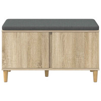 Produktbild för Hallbänk Sonoma-ek 80 x 38 x 46 cm Konstruerat Trä och Tyg