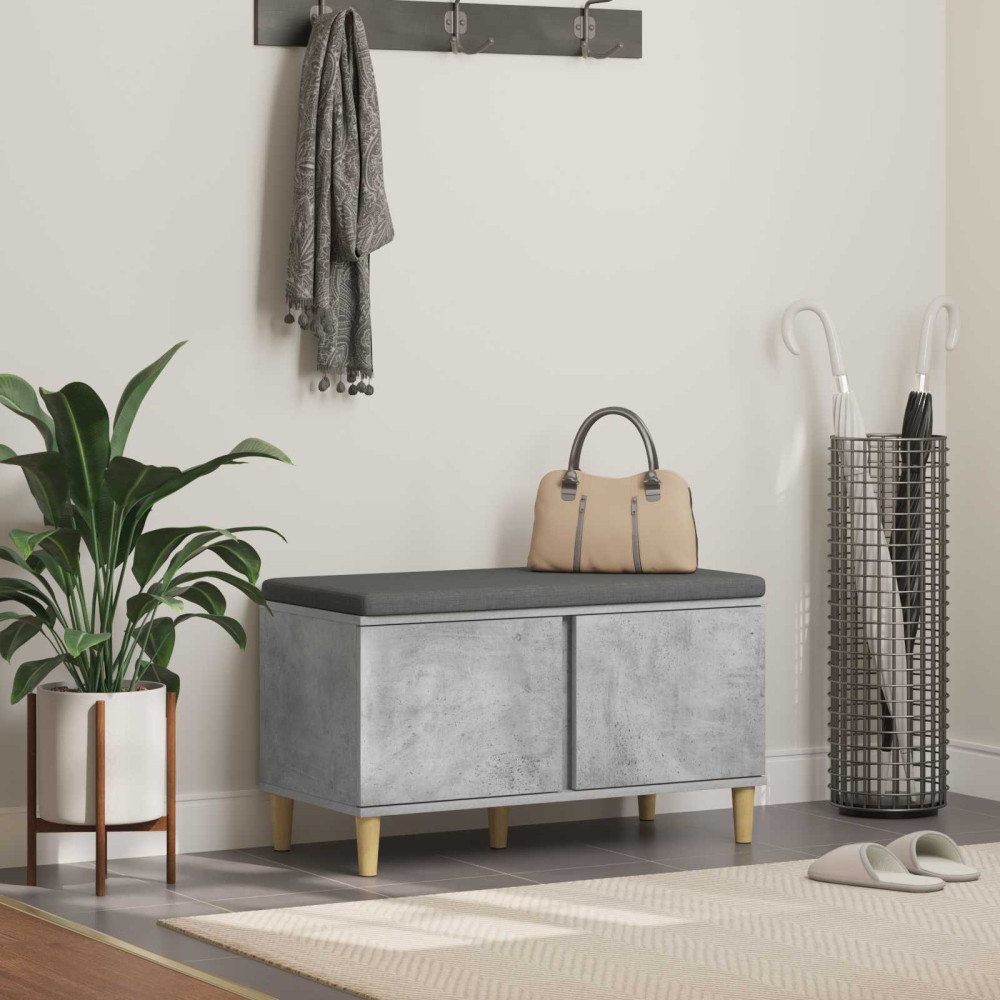 Produktbild för Hallbänk BetongGrå 80 x 38 x 46 cm Konstruerat Trä och Tyg