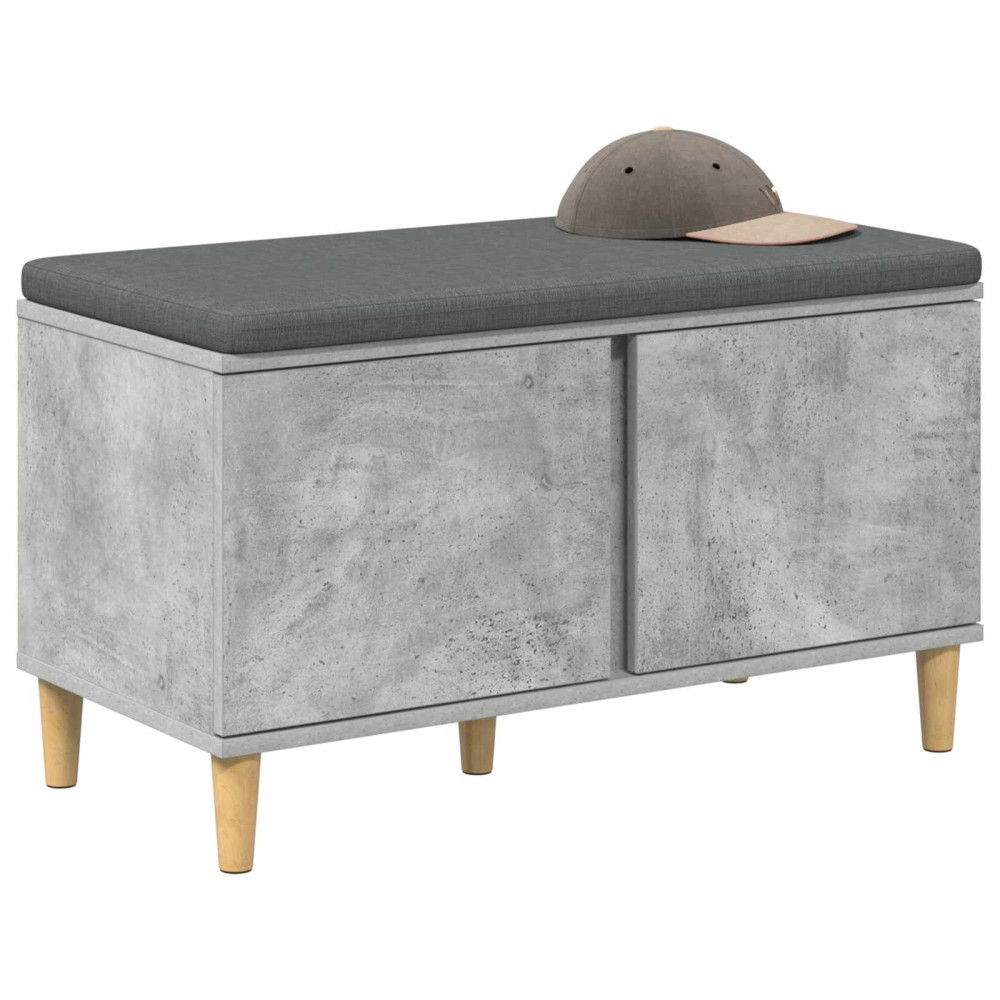 Produktbild för Hallbänk BetongGrå 80 x 38 x 46 cm Konstruerat Trä och Tyg