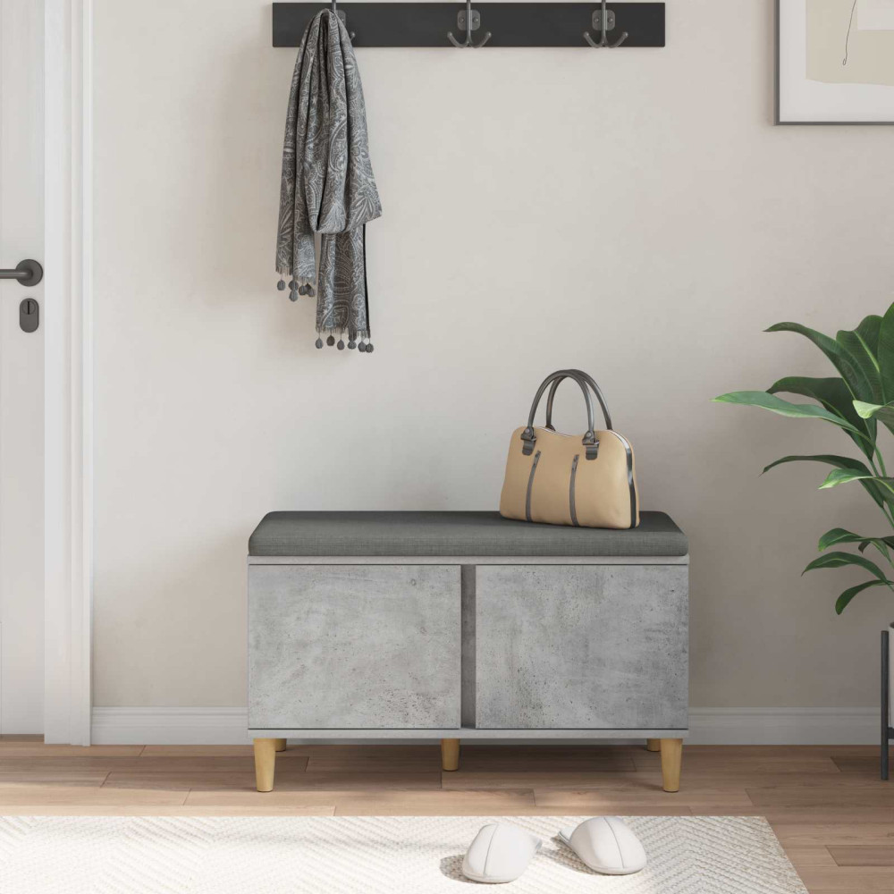 Produktbild för Hallbänk BetongGrå 80 x 38 x 46 cm Konstruerat Trä och Tyg