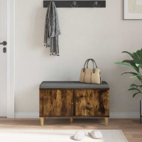 Produktbild för Hallbänk Rökt Ek 80 x 38 x 46 cm Konstruerat Trä och Tyg