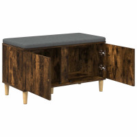Produktbild för Hallbänk Rökt Ek 80 x 38 x 46 cm Konstruerat Trä och Tyg