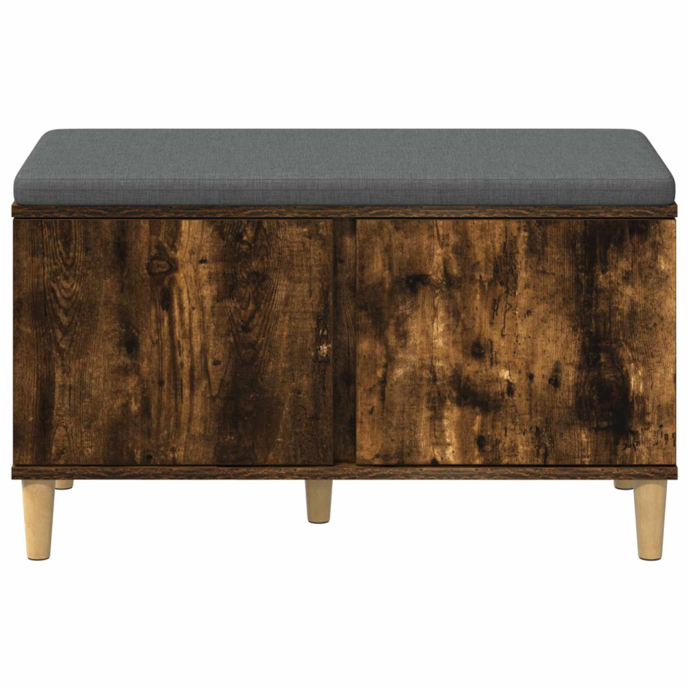Produktbild för Hallbänk Rökt Ek 80 x 38 x 46 cm Konstruerat Trä och Tyg