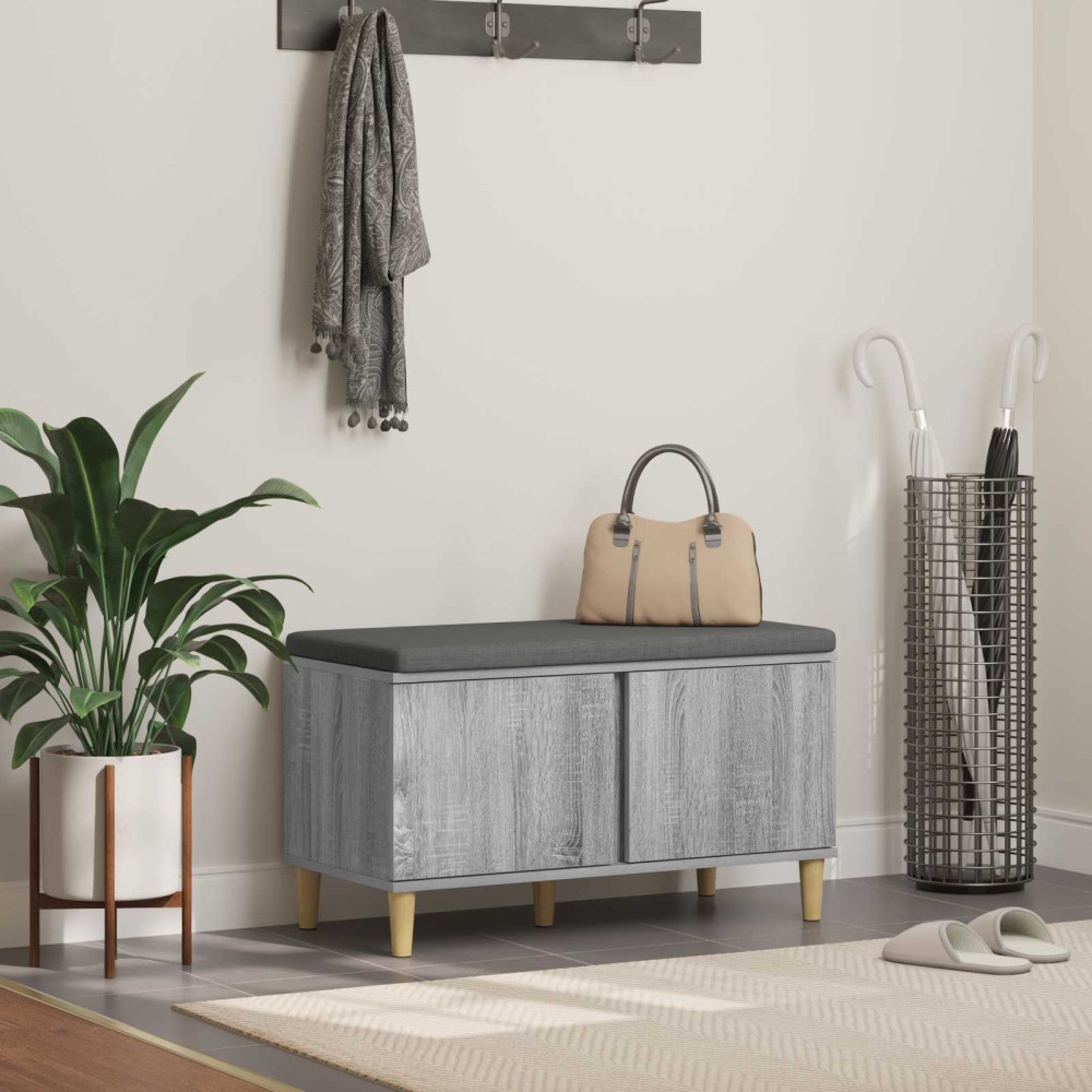 Produktbild för Hallbänk Grå Sonoma 80 x 38 x 46 cm Konstruerat Trä och Tyg