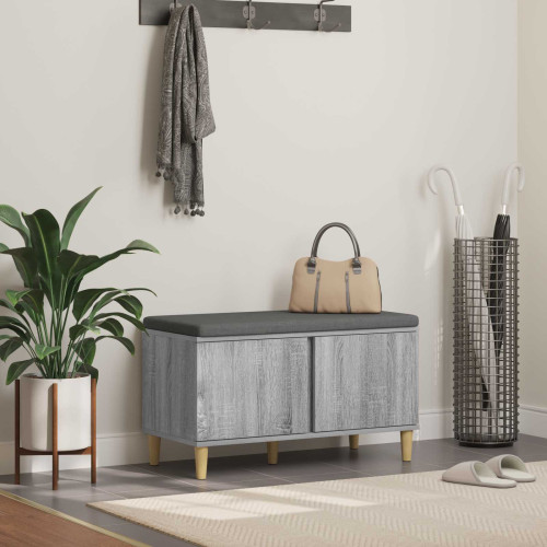 vidaXL Hallbänk Grå Sonoma 80 x 38 x 46 cm Konstruerat Trä och Tyg