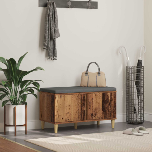 vidaXL Hallbänk Gammalt trä 80 x 38 x 46 cm Konstruerat Trä och Tyg