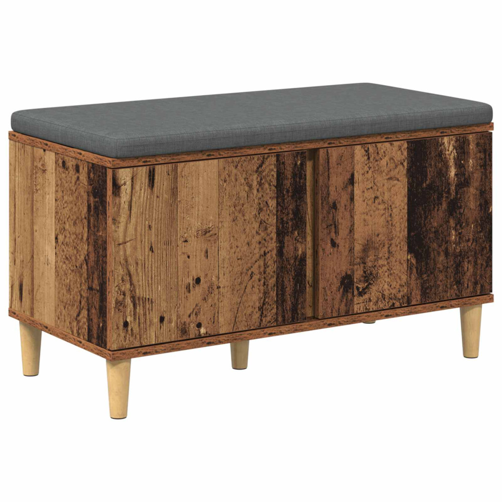 Produktbild för Hallbänk Gammalt trä 80 x 38 x 46 cm Konstruerat Trä och Tyg