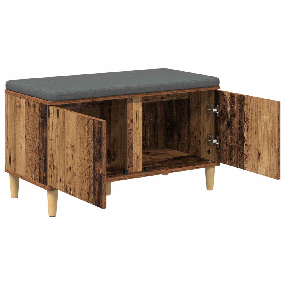 Produktbild för Hallbänk Gammalt trä 80 x 38 x 46 cm Konstruerat Trä och Tyg