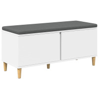 Produktbild för Hallbänk med kudde Vit 100 x 38 x 46 cm Konstruerat Trä och Tyg