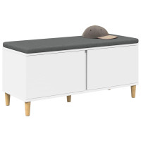 Produktbild för Hallbänk med kudde Vit 100 x 38 x 46 cm Konstruerat Trä och Tyg