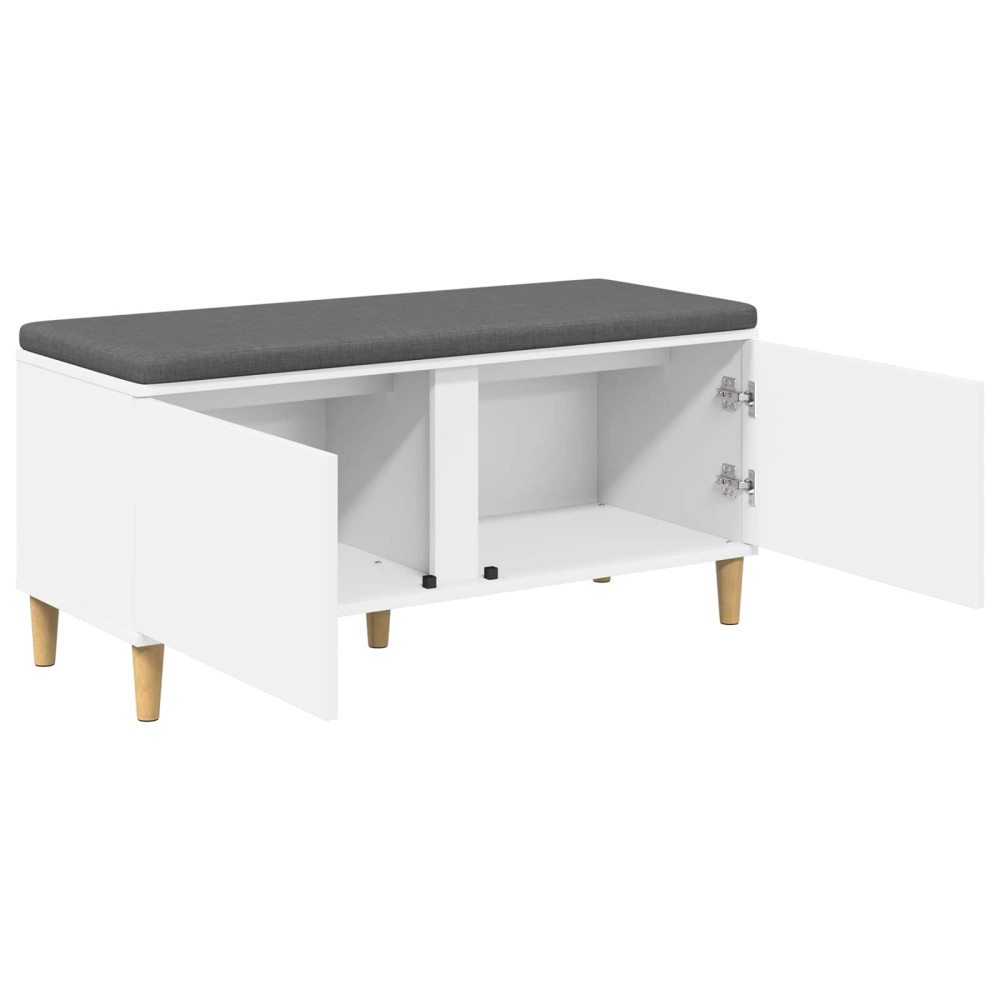 Produktbild för Hallbänk med kudde Vit 100 x 38 x 46 cm Konstruerat Trä och Tyg
