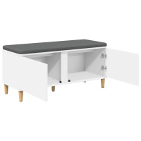 Produktbild för Hallbänk med kudde Vit 100 x 38 x 46 cm Konstruerat Trä och Tyg