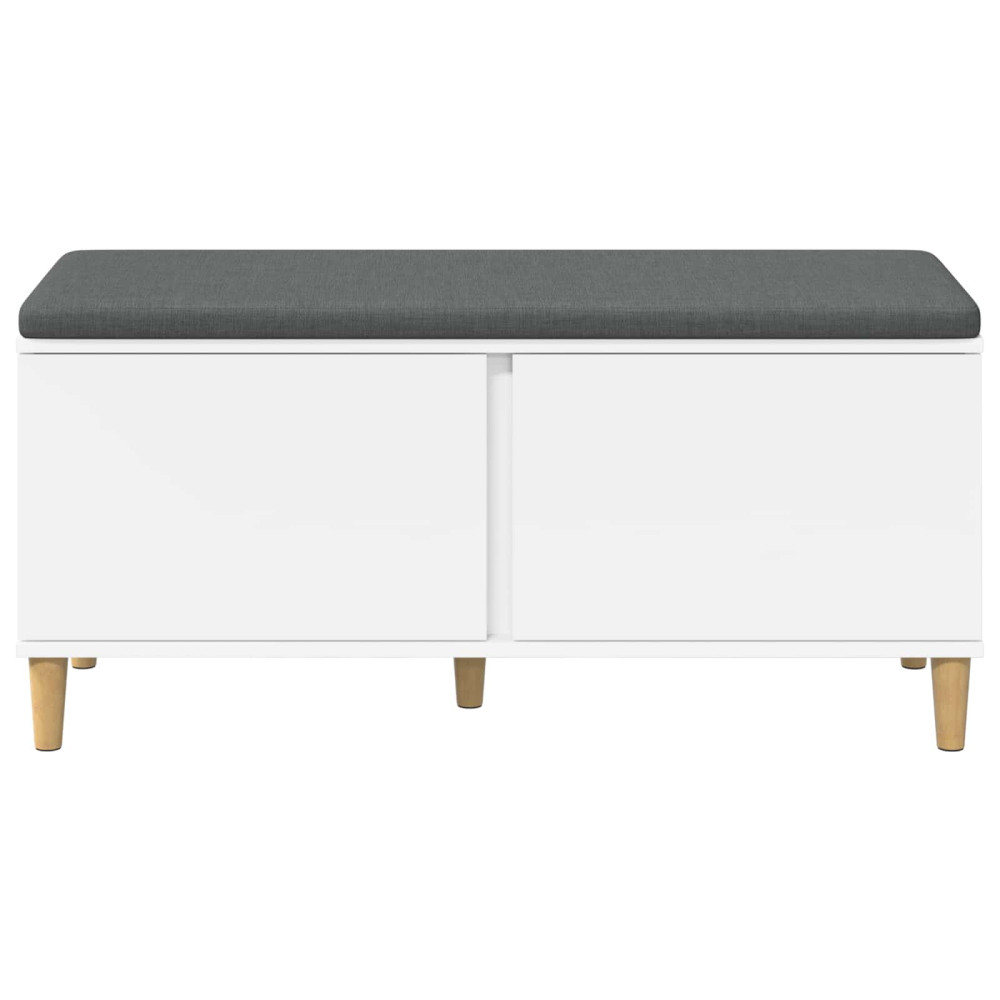 Produktbild för Hallbänk med kudde Vit 100 x 38 x 46 cm Konstruerat Trä och Tyg