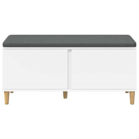 Produktbild för Hallbänk med kudde Vit 100 x 38 x 46 cm Konstruerat Trä och Tyg