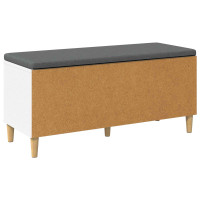 Produktbild för Hallbänk med kudde Vit 100 x 38 x 46 cm Konstruerat Trä och Tyg