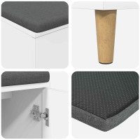 Produktbild för Hallbänk med kudde Vit 100 x 38 x 46 cm Konstruerat Trä och Tyg