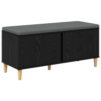Produktbild för Hallbänk Svart Ek 100 x 38 x 46 cm Konstruerat Trä och Tyg