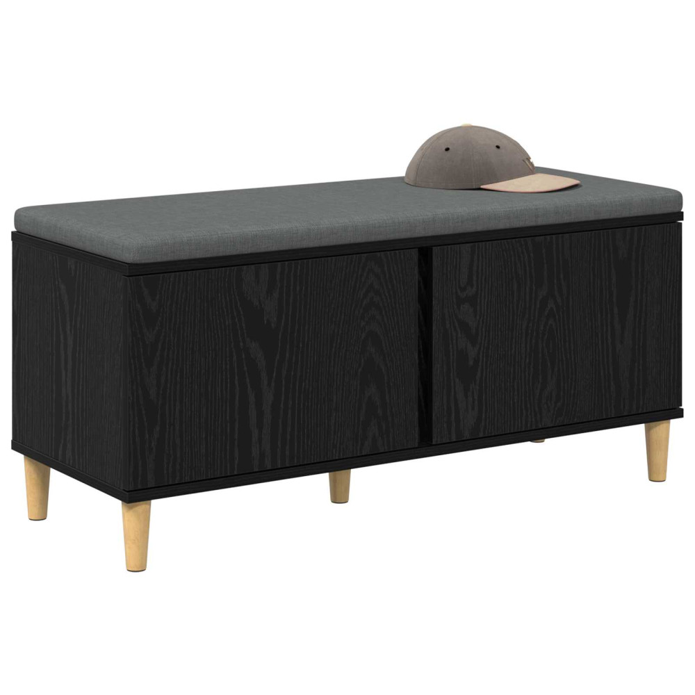 Produktbild för Hallbänk Svart Ek 100 x 38 x 46 cm Konstruerat Trä och Tyg