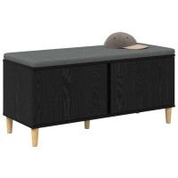 Produktbild för Hallbänk Svart Ek 100 x 38 x 46 cm Konstruerat Trä och Tyg