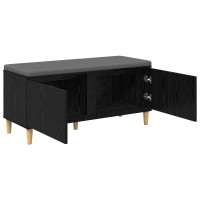 Produktbild för Hallbänk Svart Ek 100 x 38 x 46 cm Konstruerat Trä och Tyg