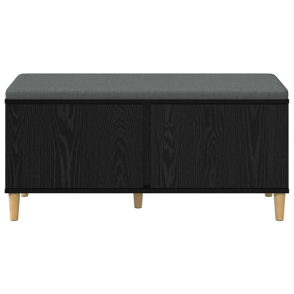 Produktbild för Hallbänk Svart Ek 100 x 38 x 46 cm Konstruerat Trä och Tyg