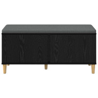 Produktbild för Hallbänk Svart Ek 100 x 38 x 46 cm Konstruerat Trä och Tyg