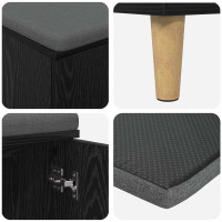 Produktbild för Hallbänk Svart Ek 100 x 38 x 46 cm Konstruerat Trä och Tyg