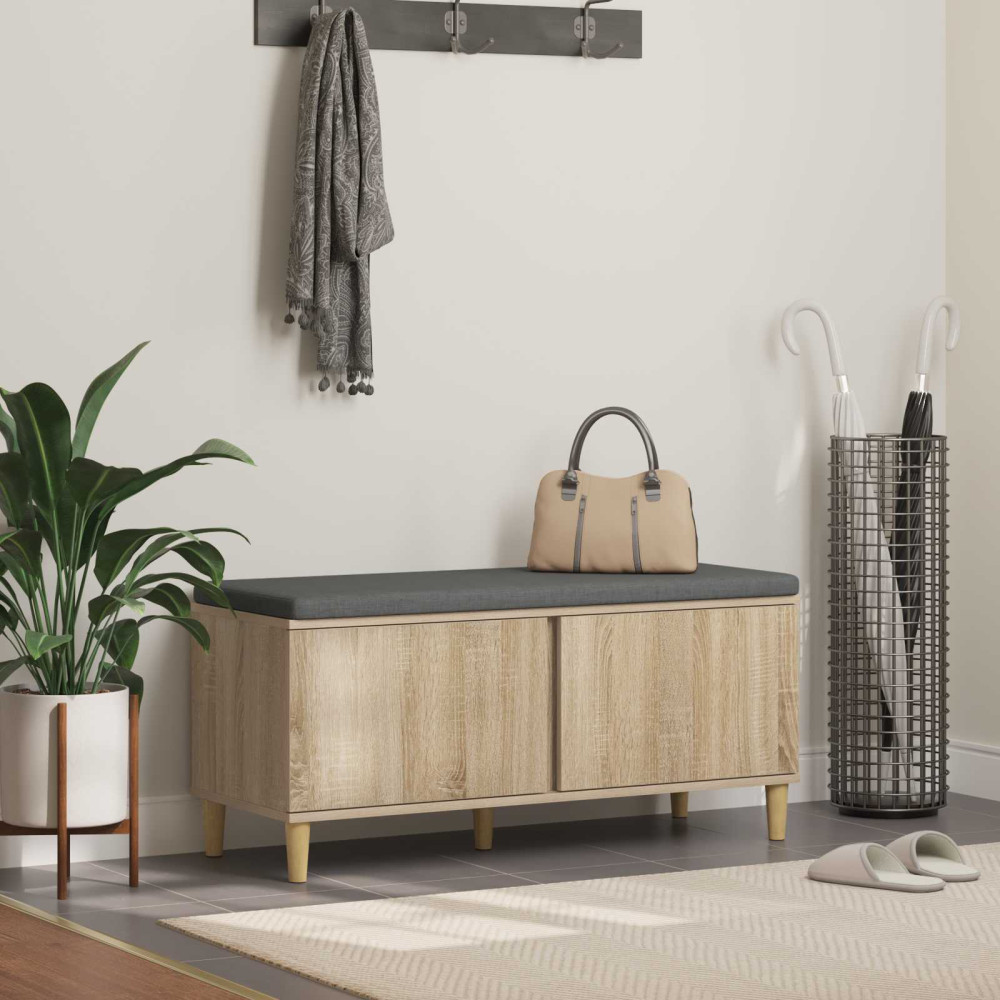 Produktbild för Hallbänk Sonoma-ek 100 x 38 x 46 cm Konstruerat Trä och Tyg