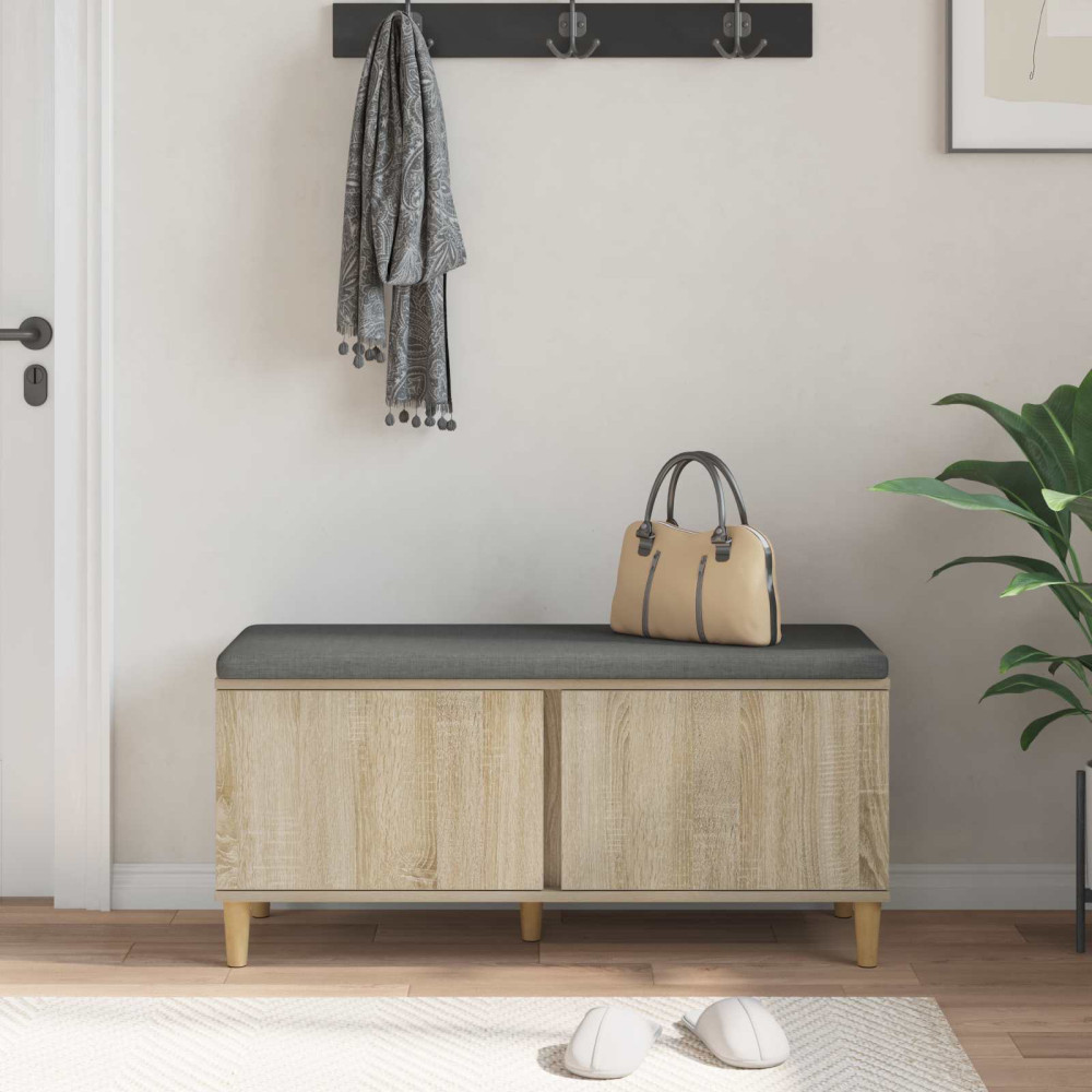 Produktbild för Hallbänk Sonoma-ek 100 x 38 x 46 cm Konstruerat Trä och Tyg