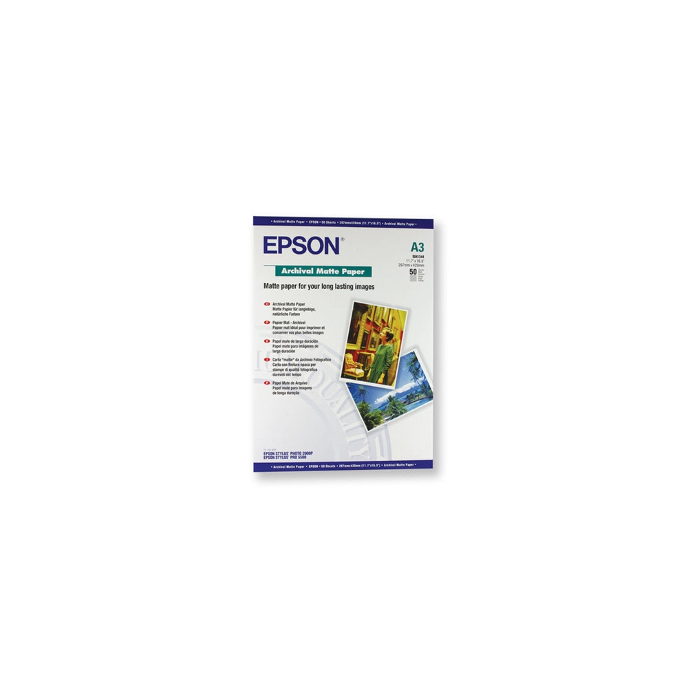 Produktbild för Epson Archival Matte Paper - papper - matt - 50 ark - A3 - 192 g/m²