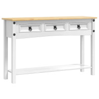 Produktbild för Sidobord med låda Corona Vit 114 x 34,5 x 73 cm Massiv furu