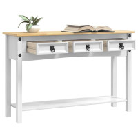 Produktbild för Sidobord med låda Corona Vit 114 x 34,5 x 73 cm Massiv furu