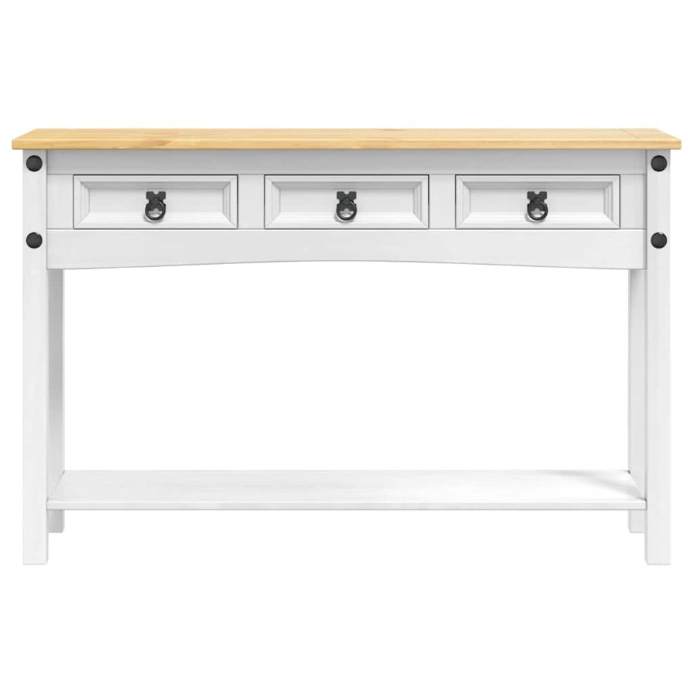 Produktbild för Sidobord med låda Corona Vit 114 x 34,5 x 73 cm Massiv furu