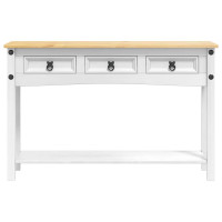 Produktbild för Sidobord med låda Corona Vit 114 x 34,5 x 73 cm Massiv furu