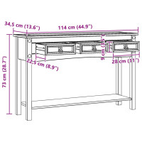 Produktbild för Sidobord med låda Corona Vit 114 x 34,5 x 73 cm Massiv furu