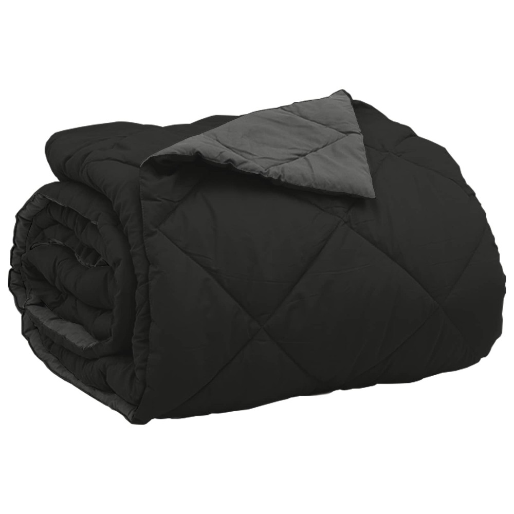 Produktbild för Sommar Duvet Svart och Anthracit 200 x 200 cm Mikrofiber